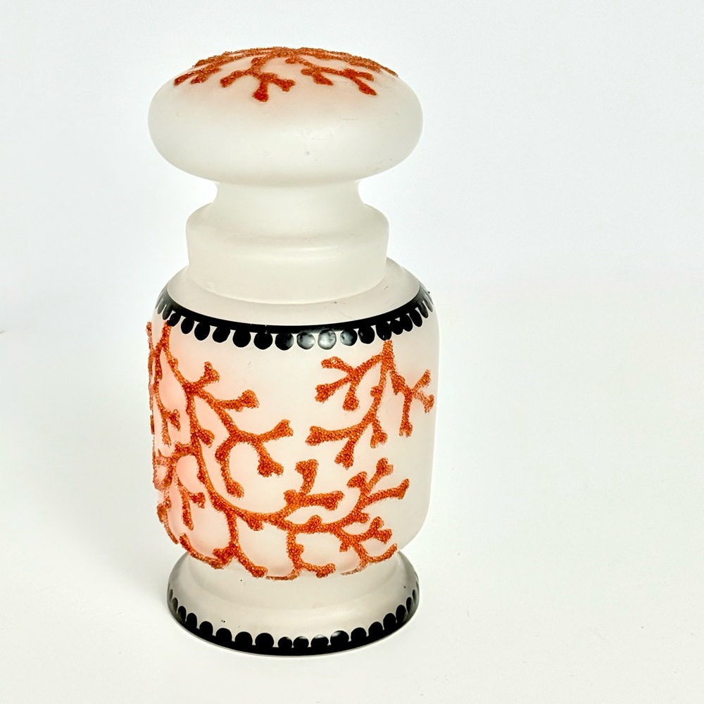Antique English Thomas Webb & Sons Coralene Frosted Glass Dresser Jar c.1920 - Picture 11 of 16
